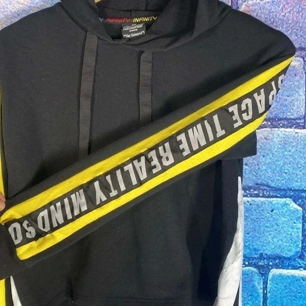 Marvel Avengers Women’s Black Yellow Cropped Hoodie XS - Picture 4 of 7
